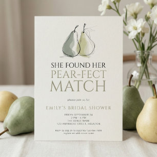 Doodle Pears Pear-fect Match Bridal Shower Invitation