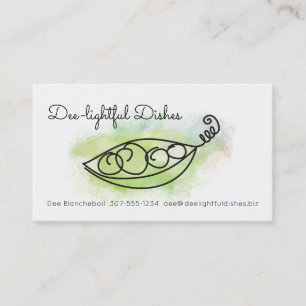 Doodle peas watercolor chef catering culinary business card