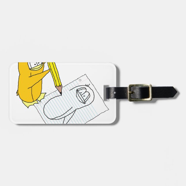 Doodle Penguin Luggage Tag (Front Horizontal)