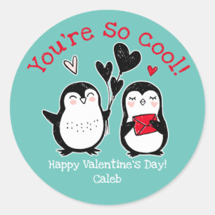 Doodle Penguin Valentine Sticker