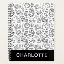 Doodle personnalisé noir et blanc à l'école