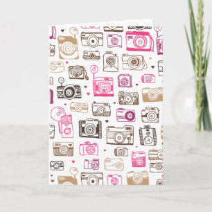 Doodle photo camera vintage card