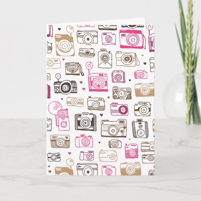 Doodle photo camera vintage card (blanco inside) (Front)