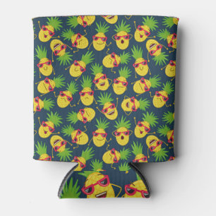 Doodle pineapples, hand drawn, summer pattern. can cooler
