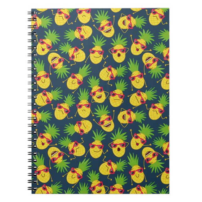 Doodle pineapples, hand drawn, summer pattern. notebook (Front)