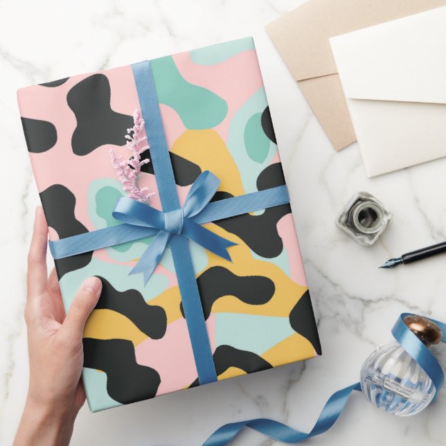 Doodle Pink Mint Pastel Leopard Spots Wrapping Paper (Gifting)