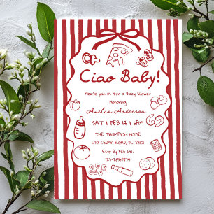 doodle Pizza Italian Ciao Baby Shower Invitation