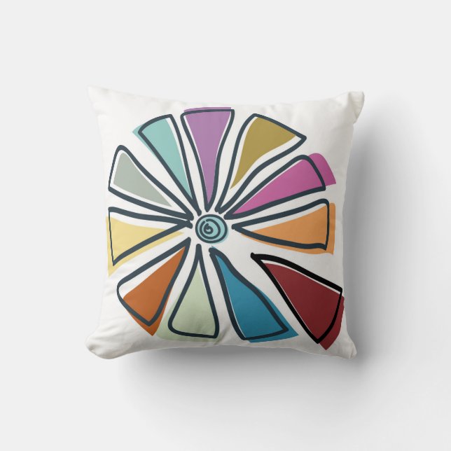 doodle pizza slices throw pillow (Front)