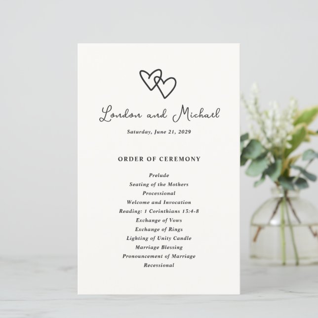 Doodle Programme de mariage moderne Doodle Hand Dr (Debout devant)