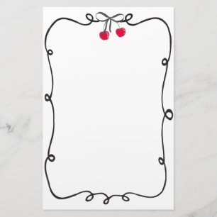 Doodle Ribbon Frame Very Cherry Stationery