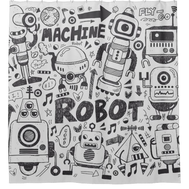 Doodle Robot Illustrator Drawing (Front)