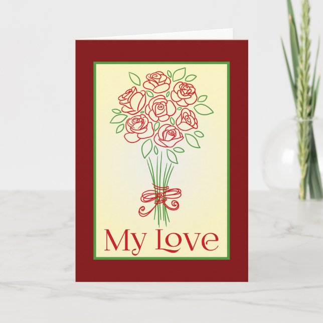 Doodle Rose Bouquet Card (Front)