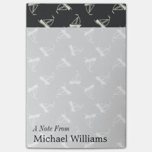 Doodle Sailboat Pattern Add Your Name Post-it Notes