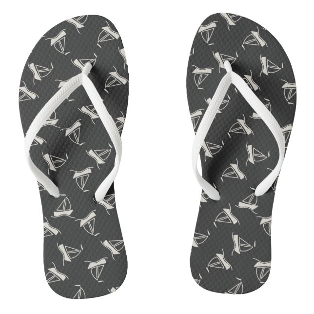 Doodle Sailboat Pattern Flip Flops (Footbed)