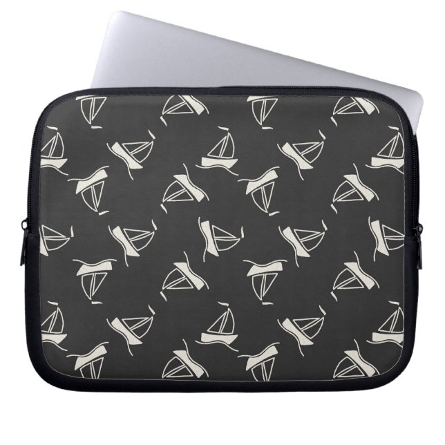 Doodle Sailboat Pattern Laptop Sleeve (Front)