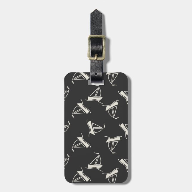 Doodle Sailboat Pattern Luggage Tag (Front Vertical)