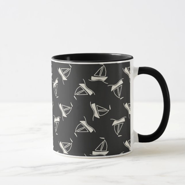 Doodle Sailboat Pattern Mug (Right)