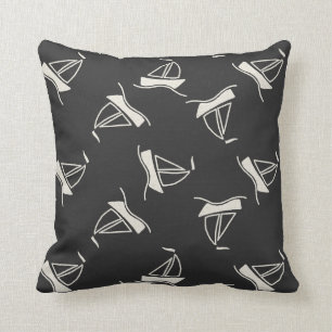 Doodle Sailboat Pattern Throw Pillow
