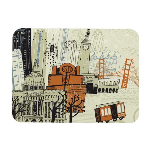 Doodle San Francisco Scene Magnet (Horizontal)