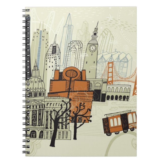 Doodle San Francisco Scene Notebook (Front)