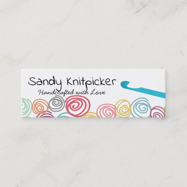 Doodle scribble yarn crochet hook business card (Front)