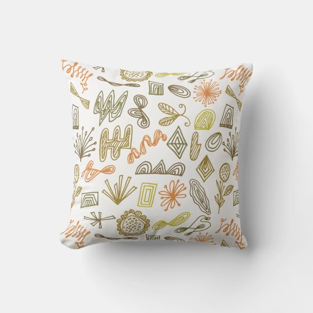doodle shapes abstract patterned pillow (Front)