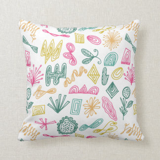 doodle shapes abstract patterned pillow