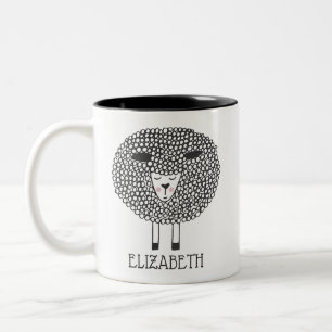 Doodle Sheep Personalized Two-Tone Coffee Mug