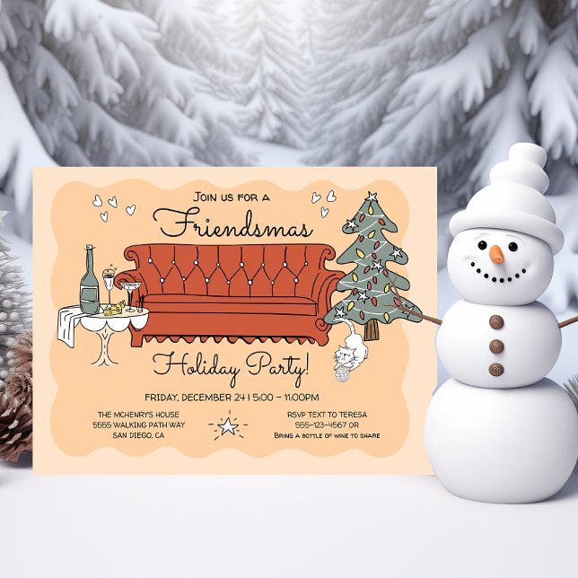 Doodle Sketch Friendsmas Holiday Party Invitation (Creator Uploaded)