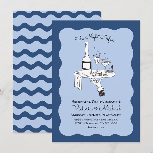 Doodle Sketch Funky Rehearsal Dinner Invitation (Front/Back)