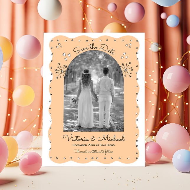 Doodle Sketch Funky Save the Date Arch Invitation (Creator Uploaded)