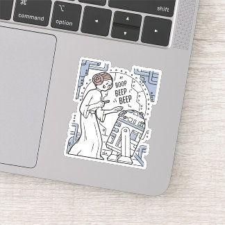 Doodle Sketch Leia & R2-D2 on Death Star