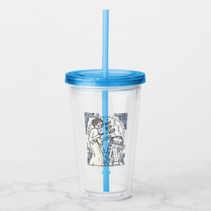 Doodle Sketch Leia & R2-D2 on Death Star Acrylic Tumbler