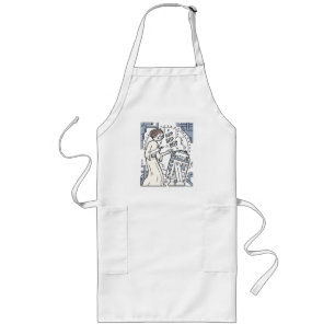 Doodle Sketch Leia & R2-D2 on Death Star Long Apron