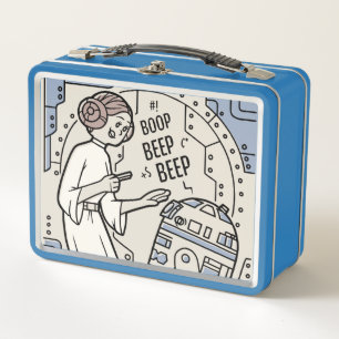 Doodle Sketch Leia & R2-D2 on Death Star Metal Lunch Box