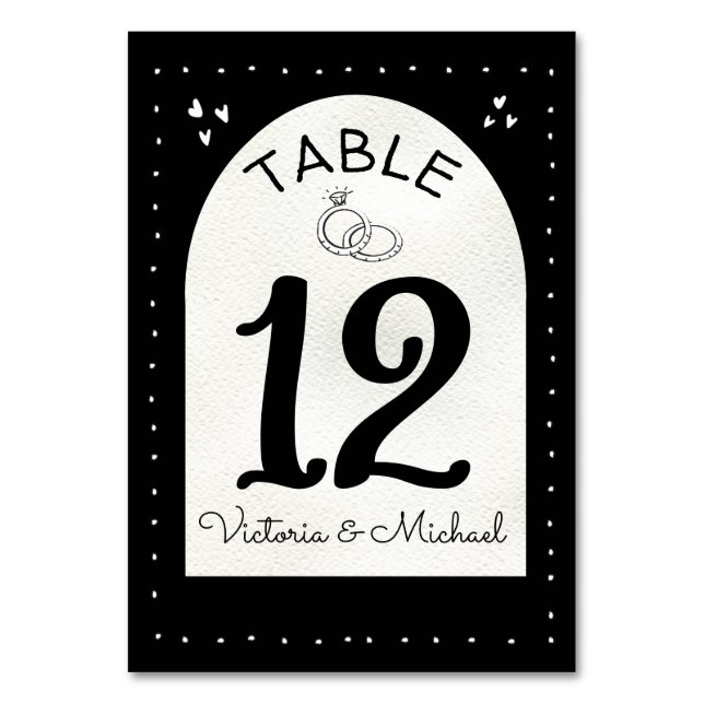 Doodle Sketch Mariage funky carte numéro de table (Par défaut)