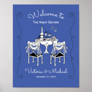 Doodle Sketch Table Chairs Funky Rehearsal Dinner Poster