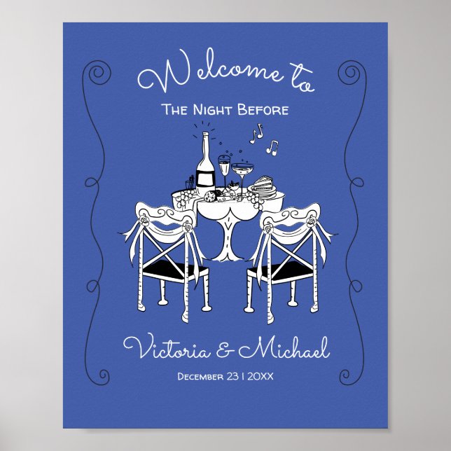 Doodle Sketch Table Chairs Funky Rehearsal Dinner Poster (Front)