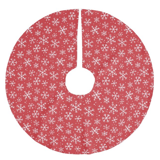 Doodle snowflake pattern – winter christmas brushed polyester tree skirt (Front)