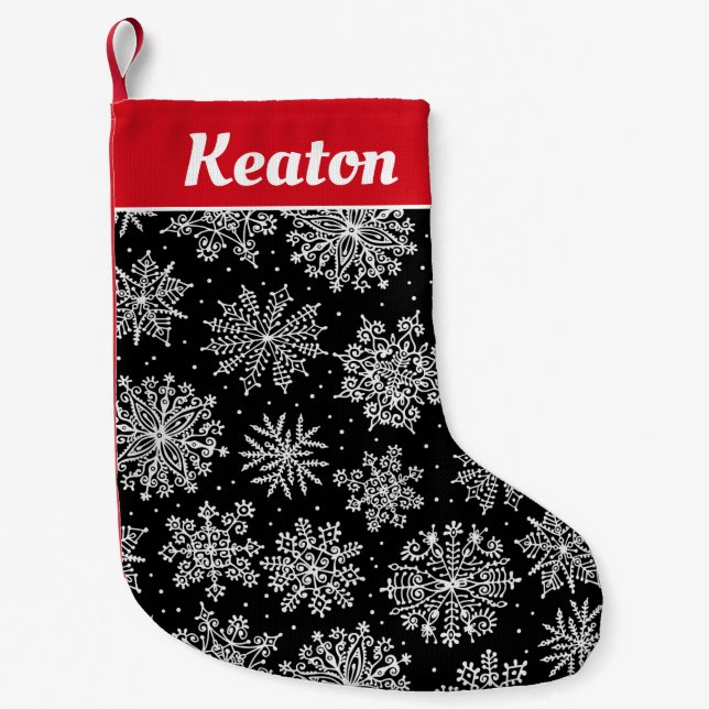 Doodle Snowflakes Personalized Christmas Stocking (Front)
