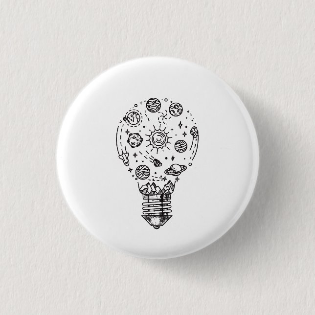 Doodle Solar System in Bulb 1 Inch Round Button (Front)
