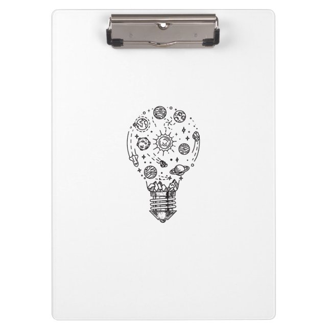 Doodle Solar System in Bulb Clipboard (Front)