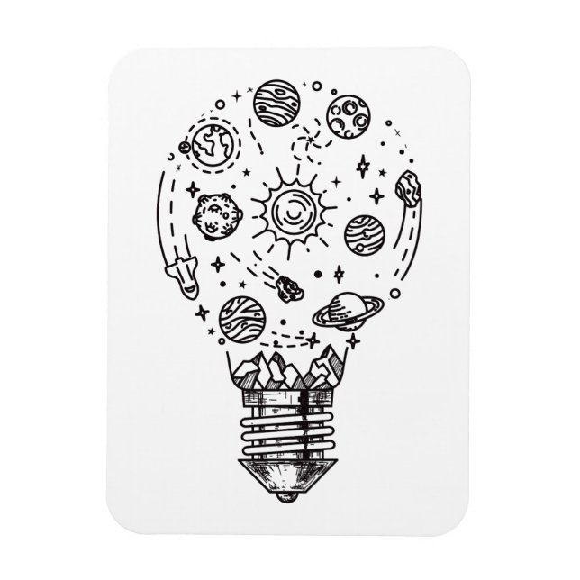 Doodle Solar System in Bulb Magnet (Vertical)