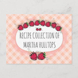 Doodle strawberries personalized recipe card