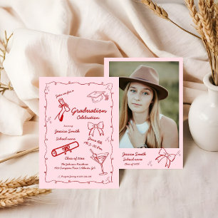 Doodle Style Hand drawn  Graduation  Invitation