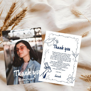 Doodle Style Hand drawn Graduation Thank You Card