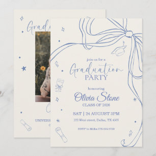 Doodle Style Senior Graduation Party Hand Drawn Invitation