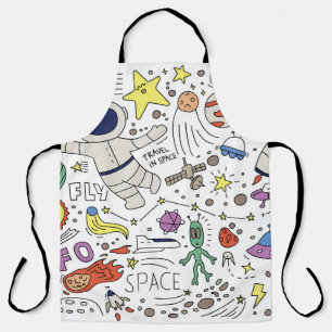 Doodle style, space theme illustration. apron