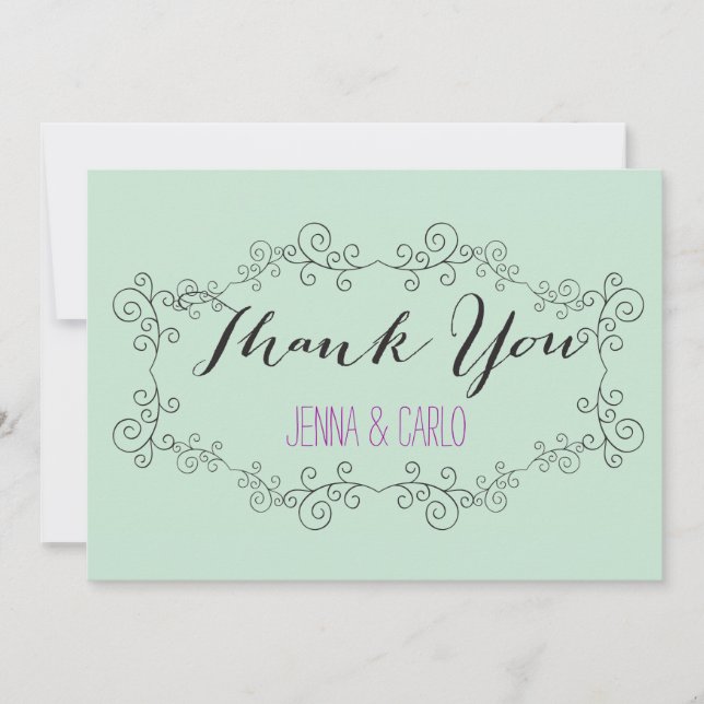 doodle swirl thank you card (Front)