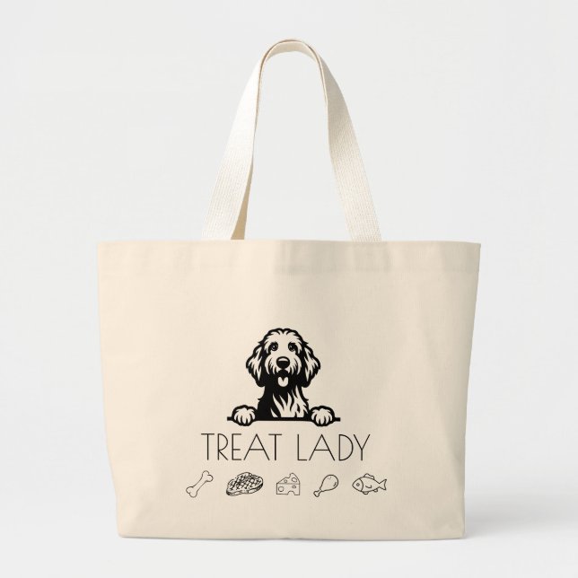 Doodle "Treat Lady" Large Tote Bag (Front)